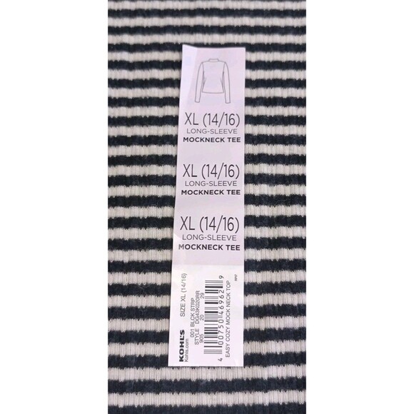 SO Women's Black & White Striped Mock Neck Long Sleeve Tee XL 14/16 - Picture 6 of 12